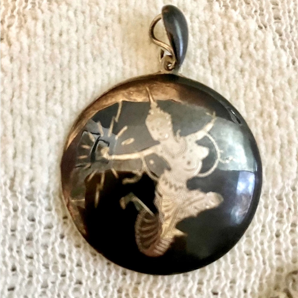 Vintage SIAM  Sterling Silver Dancing Goddess pendant